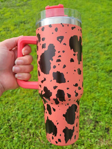 Coral 40 oz Cow Print Tumblers