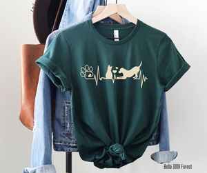 Cat and Dog Heartbeat Beige Screen print - Single Color Low Heat