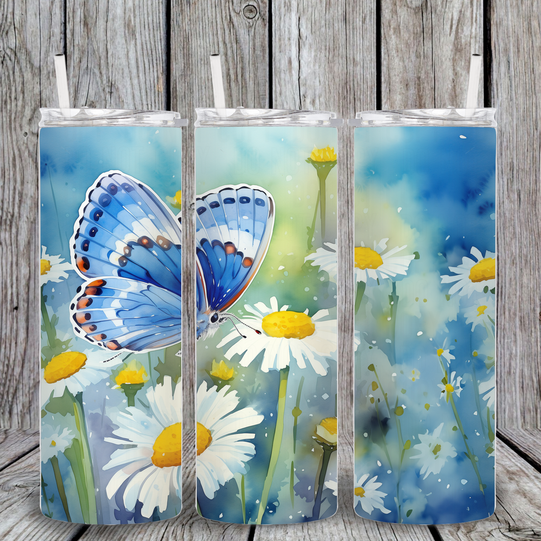 Blue Butterfly 20 oz Tumbler Sublimation Transfer
