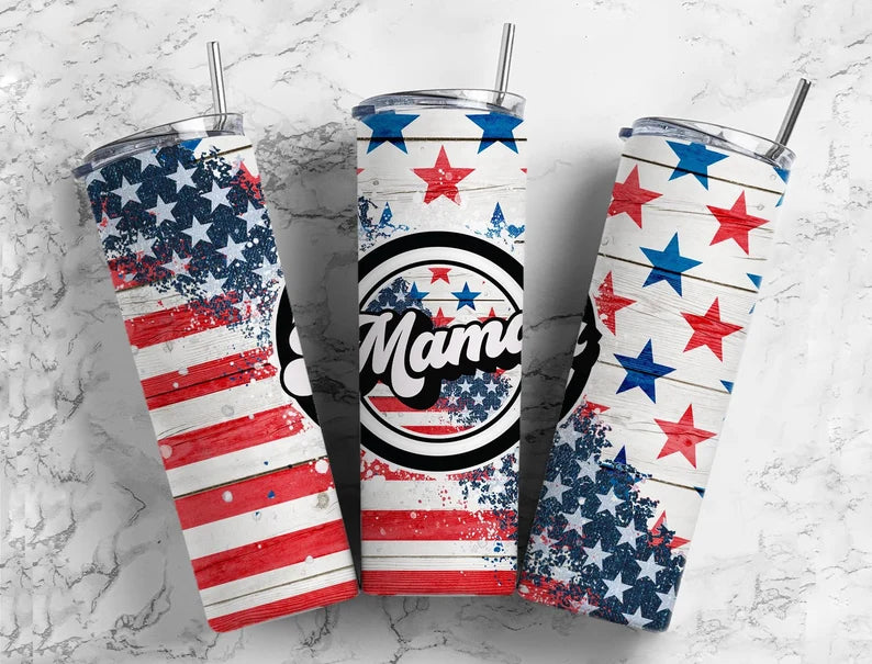 Mama American/4th of July 20 oz Tumbler Sublimation Transfer