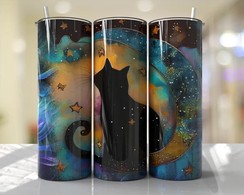 Black cat 20 oz Tumbler Sublimation Transfer