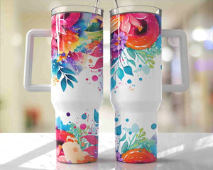 Bright Floral 40 oz Tumbler Sublimation Transfer