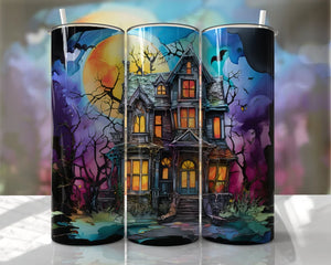 Halloween Haunted House 20 oz Tumbler Sublimation Transfer