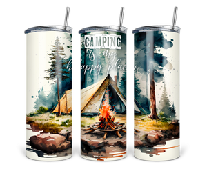 Camping is my happy place 20 oz Tumbler Sublimation Transfer
