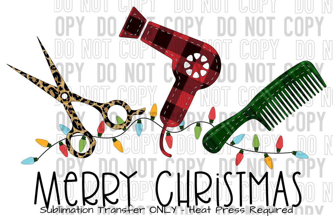 Merry Christmas Hairdresser Accessories Sublimation Transfer