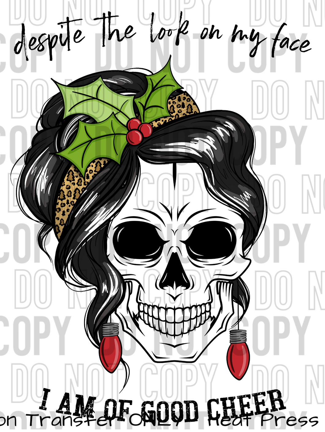 Female Skeleton Good Cheer Sublimation Transfer