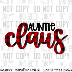 Auntie Claus Buffalo Plaid Sublimation Transfer