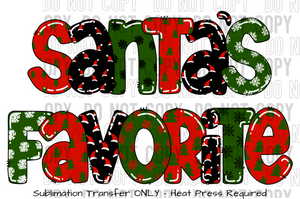 Santa's Favorite Paper colors Sublimation Transfer