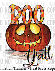 Boo Y'all Pumpkin Sublimation Transfer