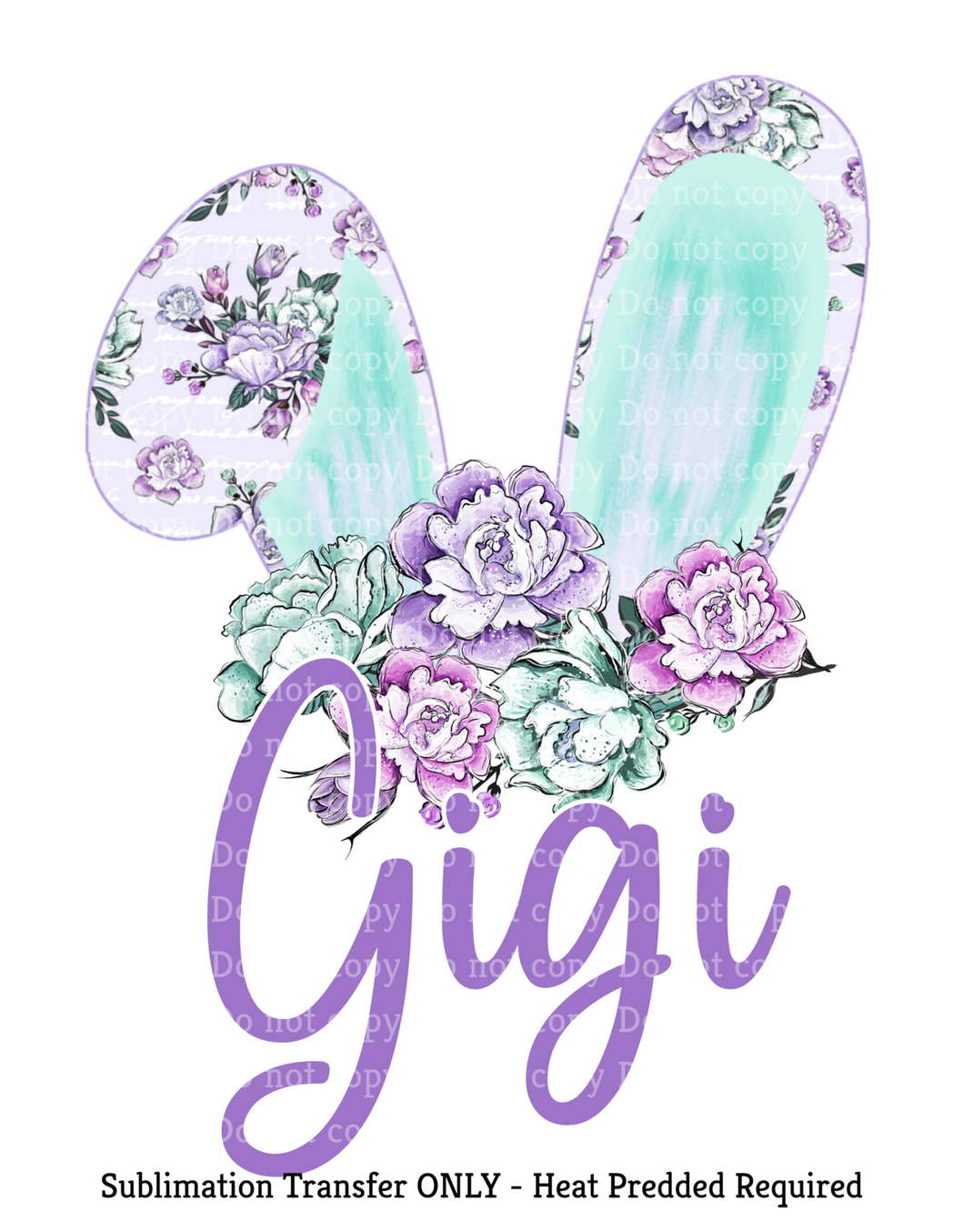 GiGi Bunny ears Sublimation Transfer