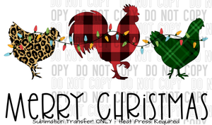 Merry Christmas Chicken Trio Sublimation Transfer