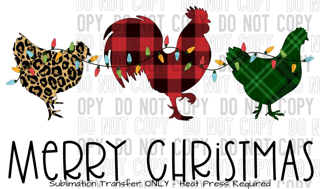 Merry Christmas Chicken Trio Sublimation Transfer