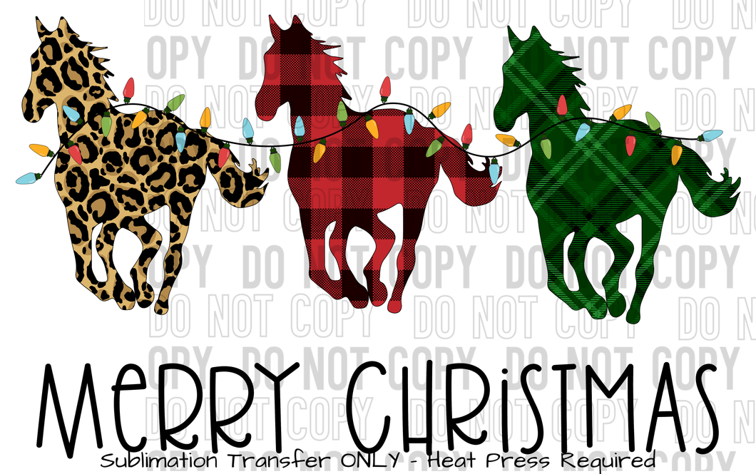 Merry Christmas Horse Trio Sublimation Transfer