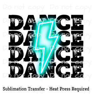 Dance Blue Neon Bolt Sublimation Transfer