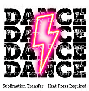 Dance Pink Neon Bolt Sublimation Transfer