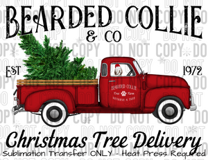 Bearded Collie Christmas Tree Delivery Sublimation Transfer