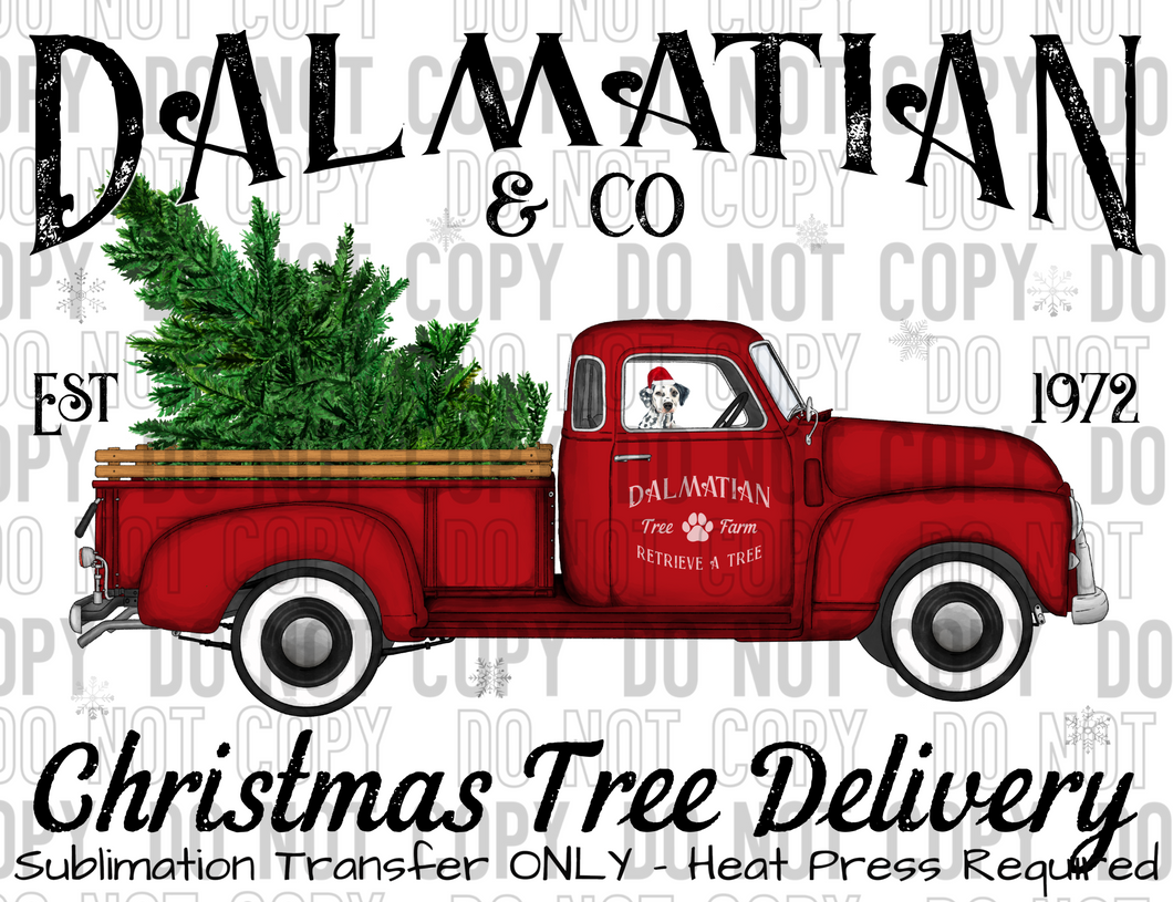 Dalmatian Dog Tree Delivery Sublimation Transfer