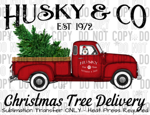 Husky Dog Tree Delivery Sublimation Transfer