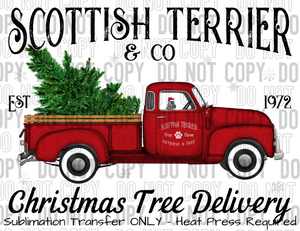 Scottish Terrier Dog Tree Delivery Sublimation Transfer