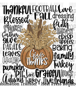 Give Thanks Sublimation Transfer