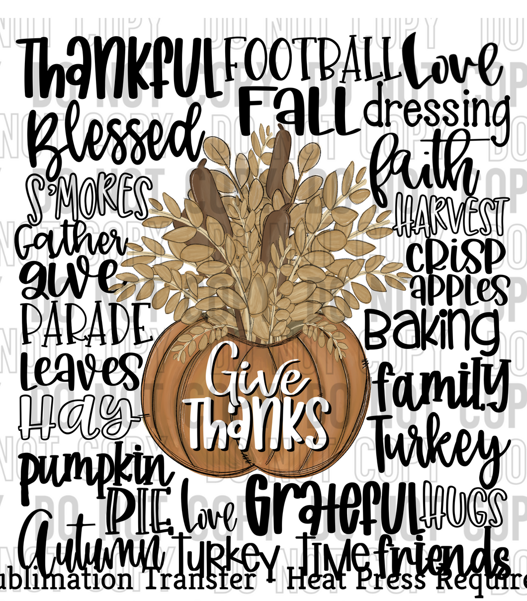 Give Thanks Sublimation Transfer