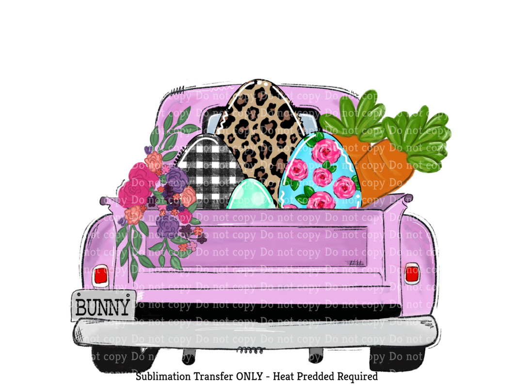 Pink Easter Truck Sublimation Transfer