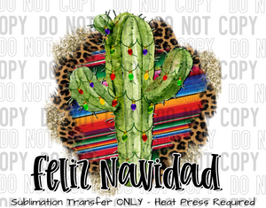 Feliz Navidad Cactus Sublimation Transfer