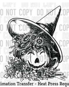 Floral witch pumpkin Sublimation Transfer