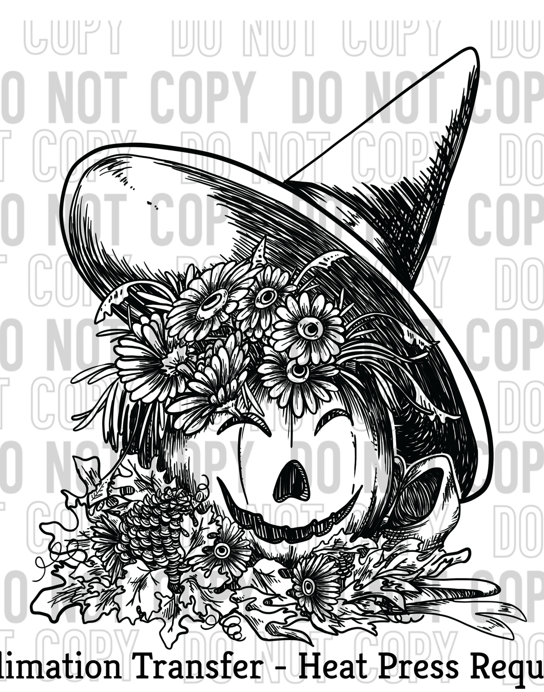 Floral witch pumpkin Sublimation Transfer