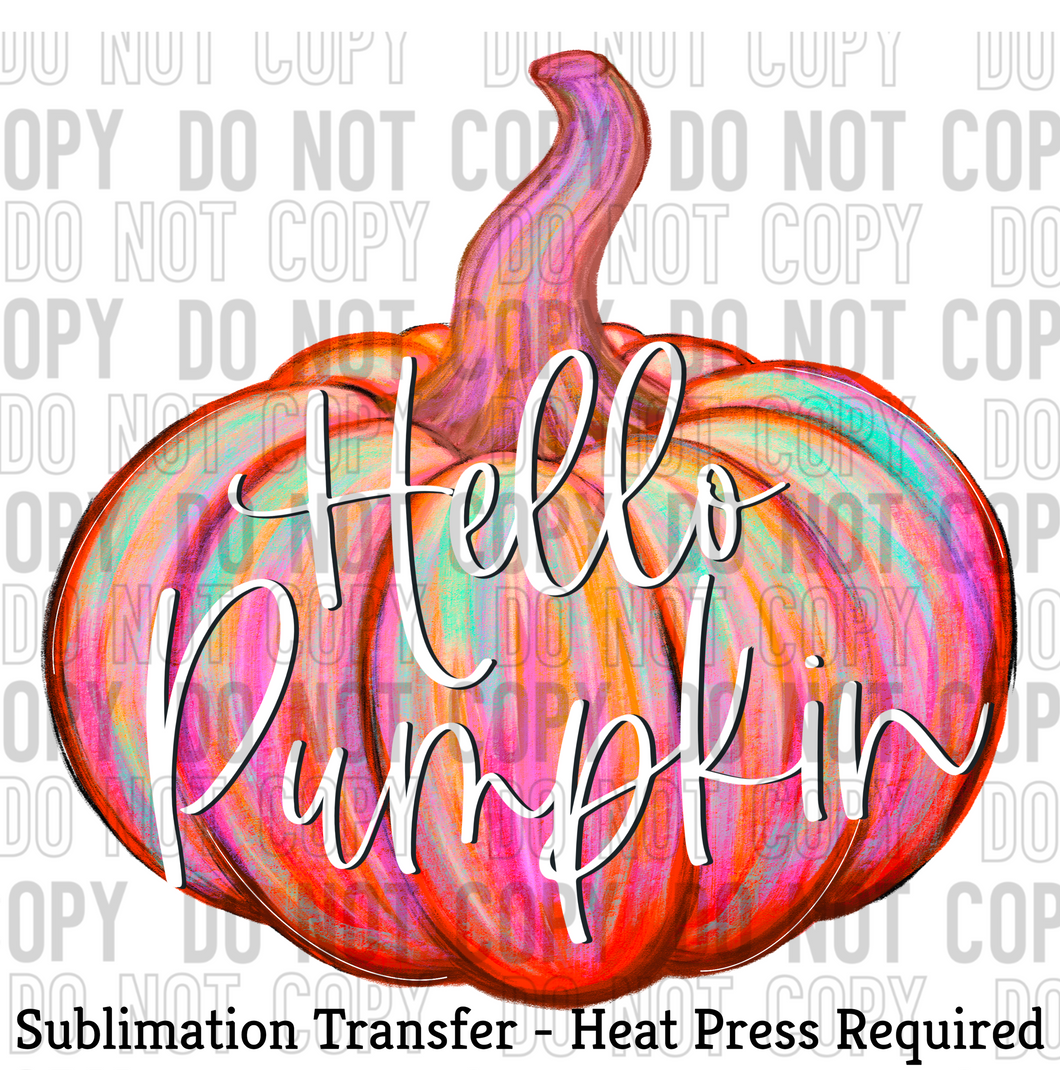 Hello Pumpkin Watercolor Sublimation Transfer