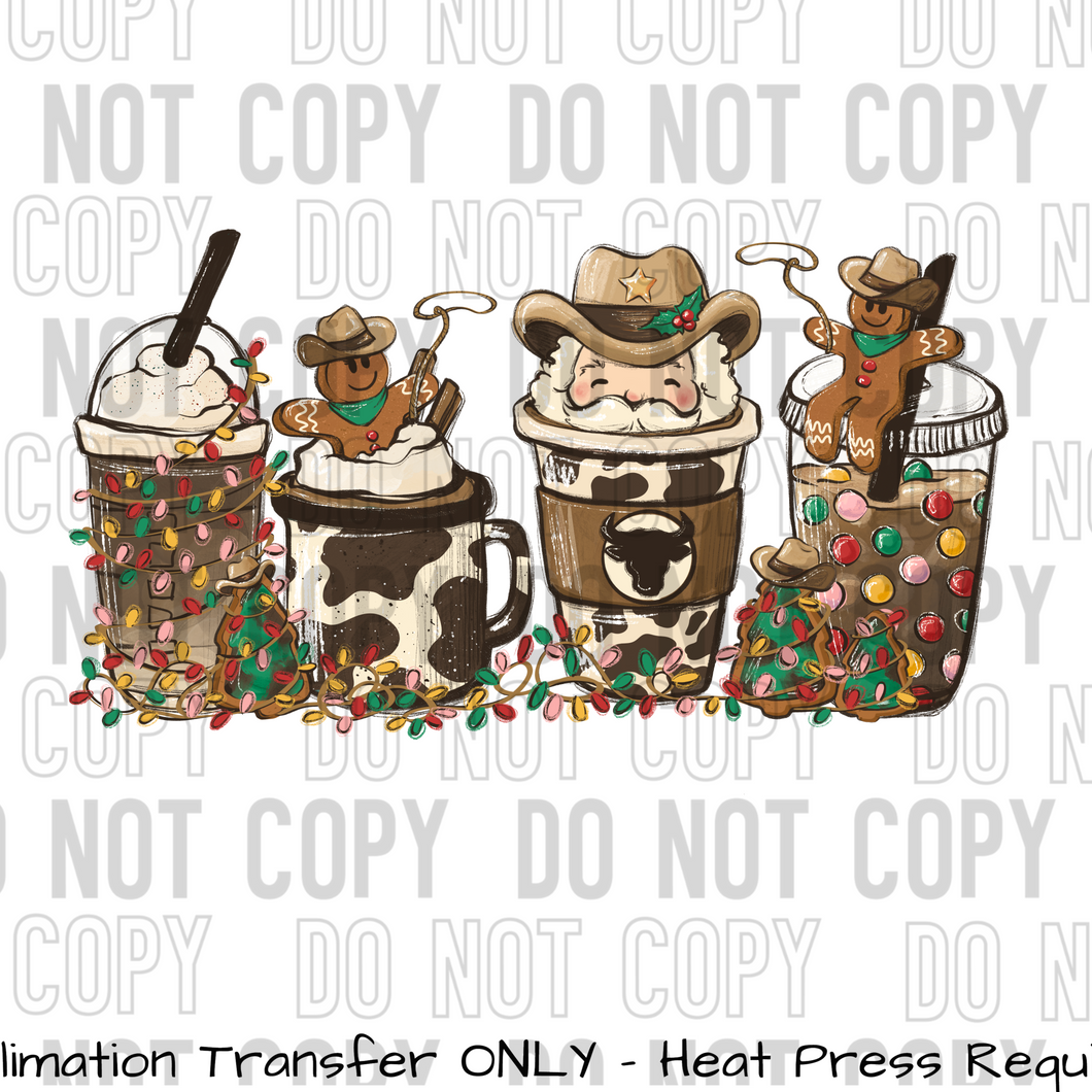 Western Animal Print Christmas Drink Cups Sublimation Transfer