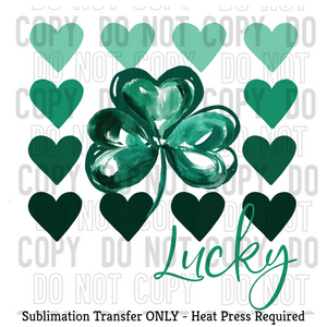 Lucky Clover Hearts Sublimation Transfer