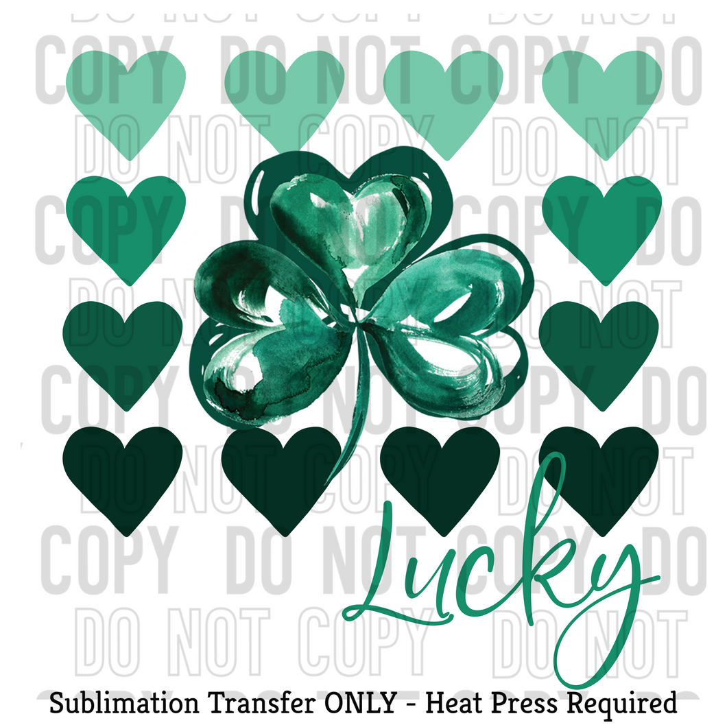 Lucky Clover Hearts Sublimation Transfer