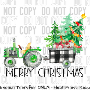 Merry Christmas Tractor Sublimation Transfer