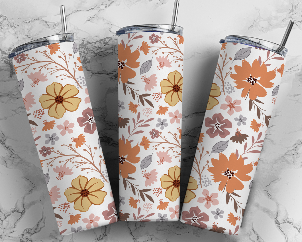 Fall Floral 20 oz Tumbler Sublimation Transfer