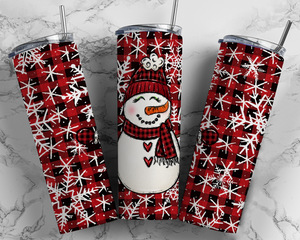 Snowman Buffalo plaid 20 oz Tumbler Sublimation Transfer