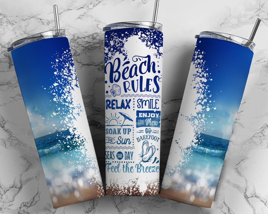 Beach Rules 20 oz Tumbler Sublimation Transfer