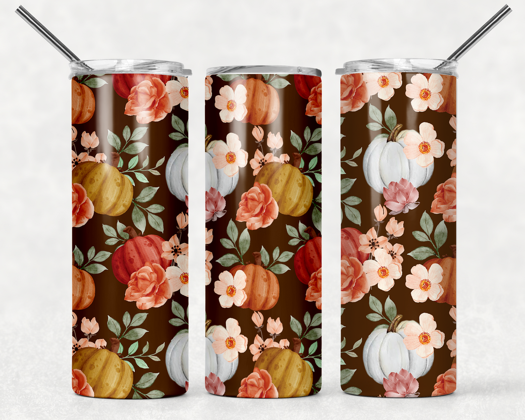 Pumpkin Floral 2 20 oz Tumbler Sublimation Transfer