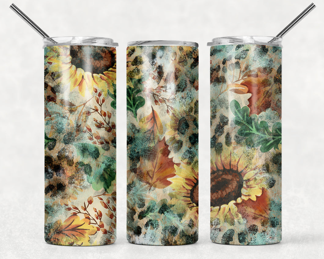 Fall Sunflower Print 20 oz Tumbler Sublimation Transfer