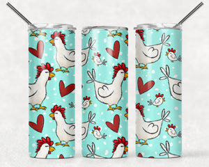 Chicken with blue background 20 oz Tumbler Sublimation Transfer