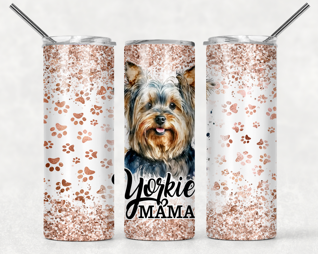 Yorkie Mama Tumbler 20 oz Tumbler Sublimation Transfer