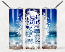 Load image into Gallery viewer, Beach Rules 20 oz Tumbler Sublimation Transfer
