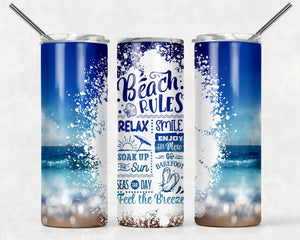 Beach Rules 20 oz Tumbler Sublimation Transfer
