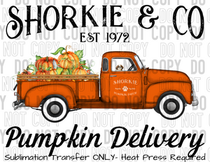 Shorkie Dog Pumpkin Delivery Sublimation Transfer