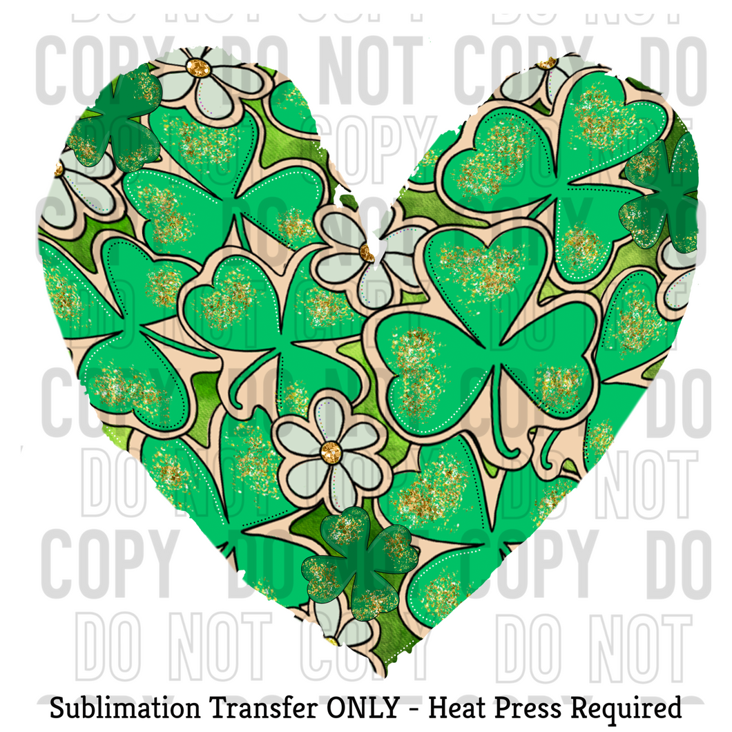 St Patricks day heart Sublimation Transfer