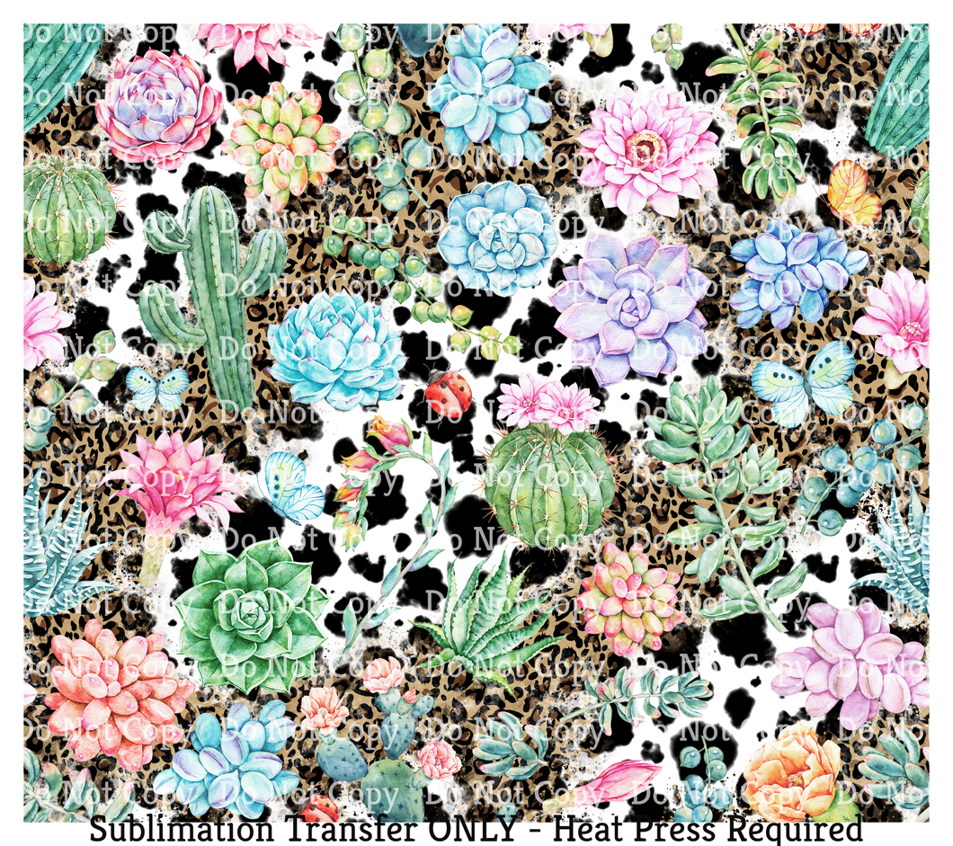 Cowhide Succulent Tumbler 20 oz Tumbler Sublimation Transfer