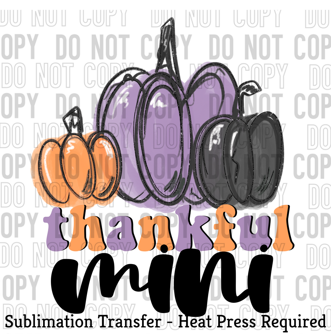 Thankful Mini Pumpkins Sublimation Transfer