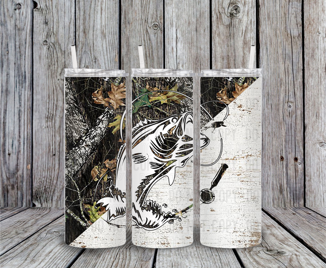 Camo Fishing tumbler 20 oz Tumbler Sublimation Transfer