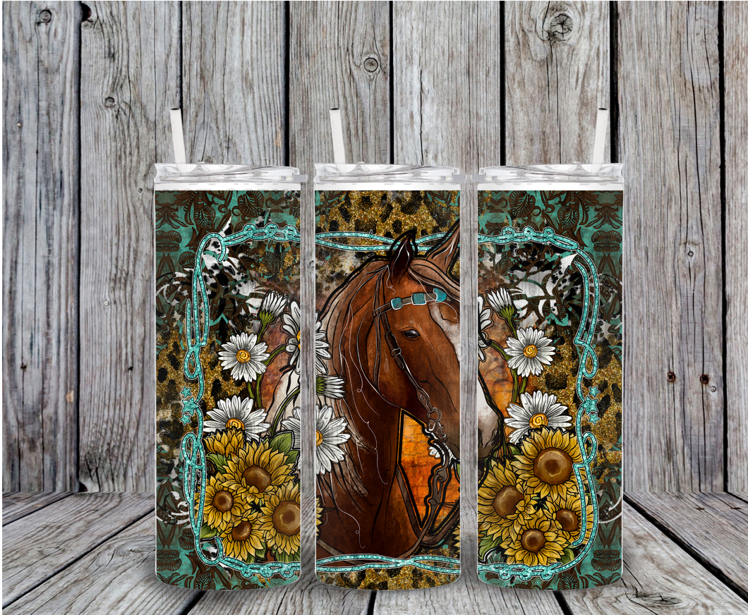 Western horse 20 oz Tumbler Sublimation Transfer