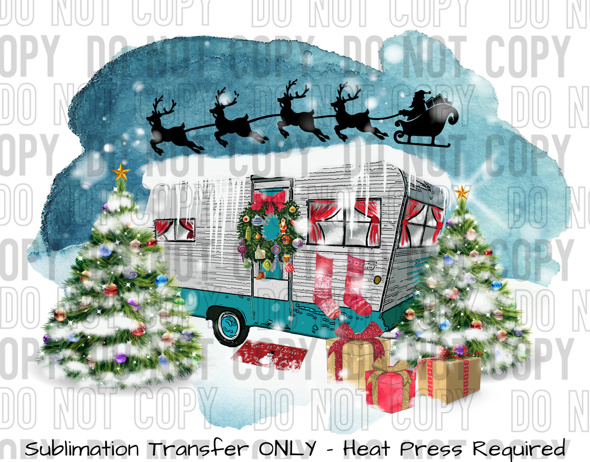 Christmas Camper Trailer Sublimation Transfer Rusty Rocker Transfers